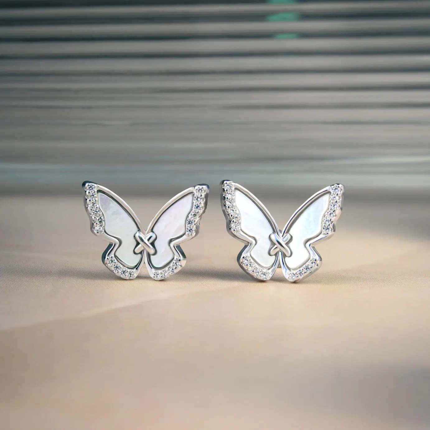 Shimmering Butterfly Silver Studs Shimmering Butterfly Silver Studs